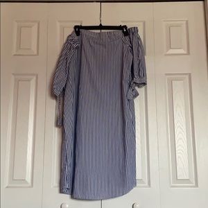 Blue and white striped dress